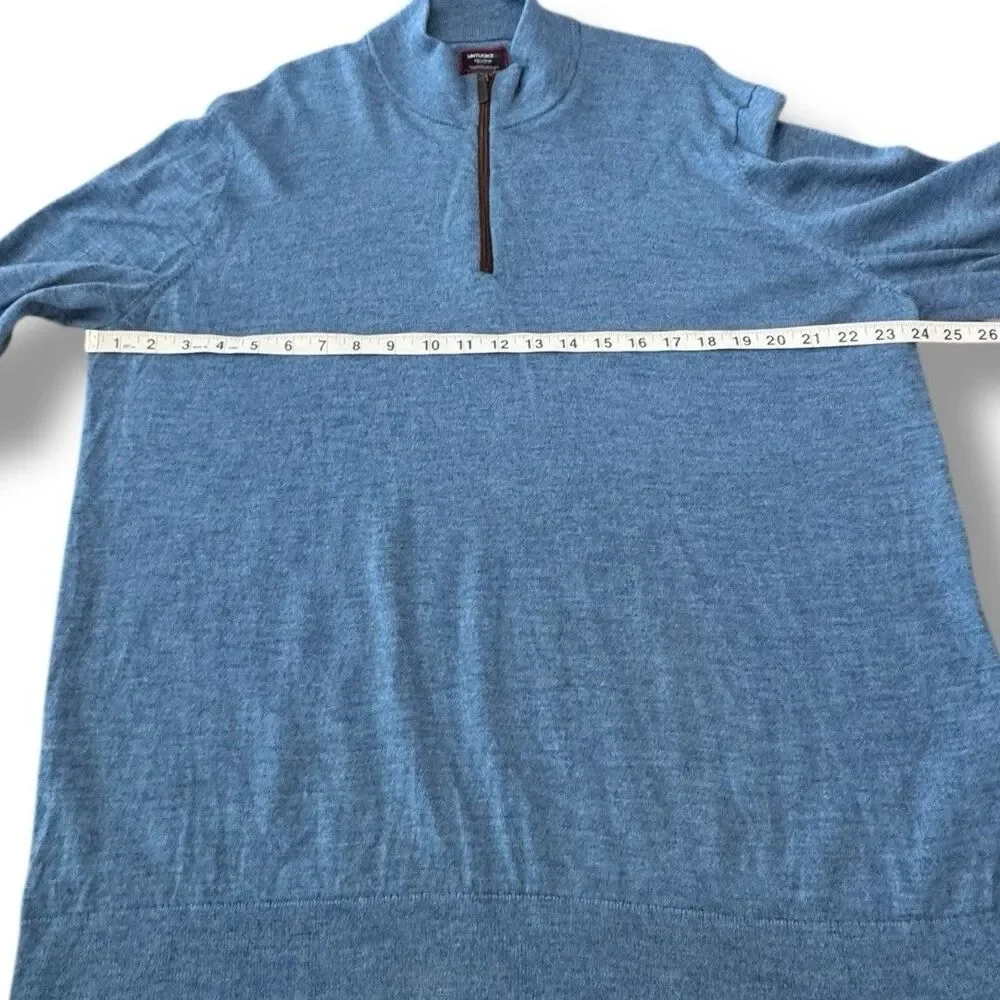 UNTUCKit Sweater Blue Merino Wool Quarter Zip Mock Neck Belguardo Men’s Size XXL